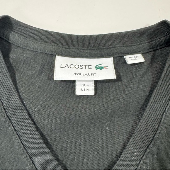 Lacoste Mens Cavier Croc V Neck Tee Shirt Black - Picture 4 of 7